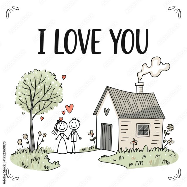 Whimsical I Love You Illustration A Charming Drawing
