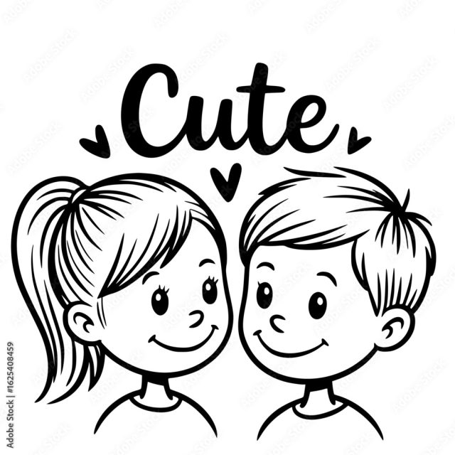 Cute Couple Cartoon Capturing The Essence Of Youthful
