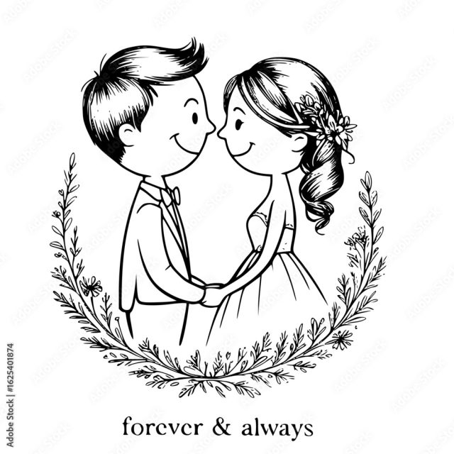 Eternal Bond A Delicate Illustration Of A Bride