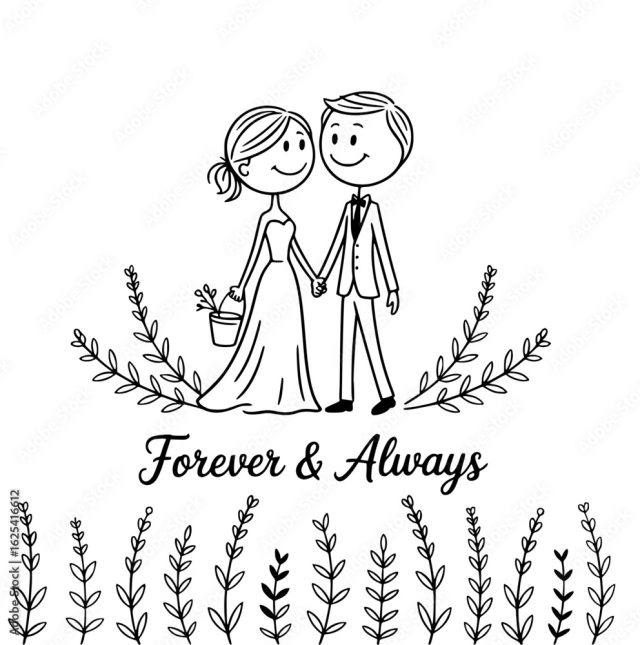 Eternal Bond A Simple Heartwarming Illustration Depicting A
