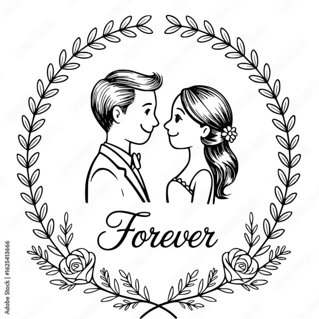 Eternal Embrace A Tender Sketch Captures A Newlywed