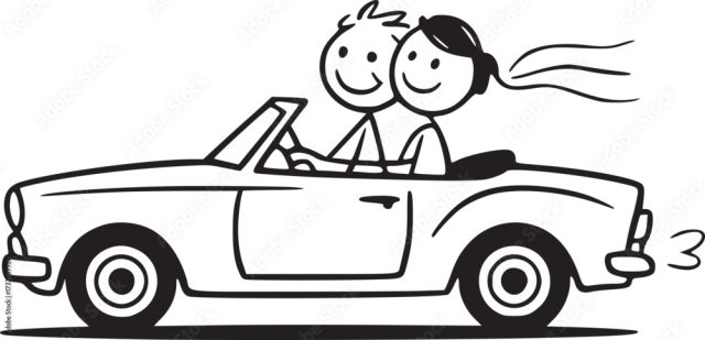 Love In Motion An Animated Couple Joyfully Cruises