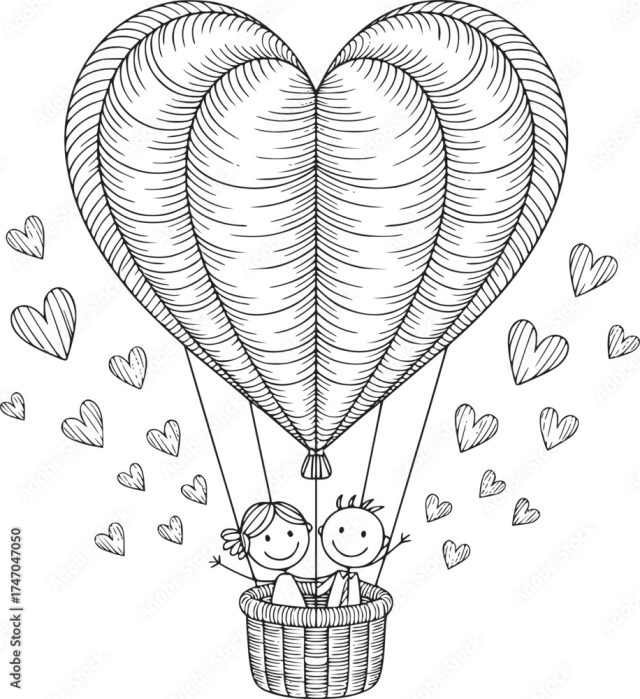 Love In The Air A Whimsical Illustration Depicts