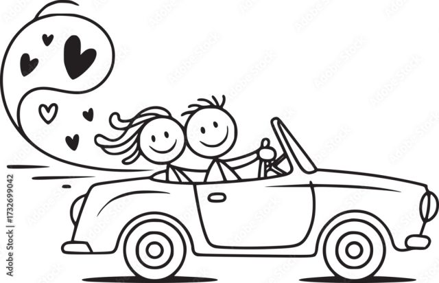 Love On The Open Road A Whimsical Illustration