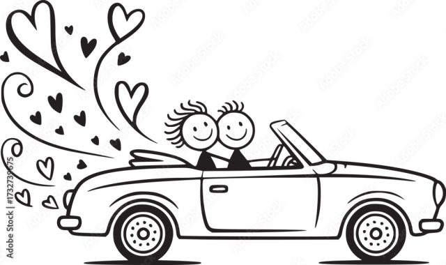 Love On The Road A Cheerful Illustration Of