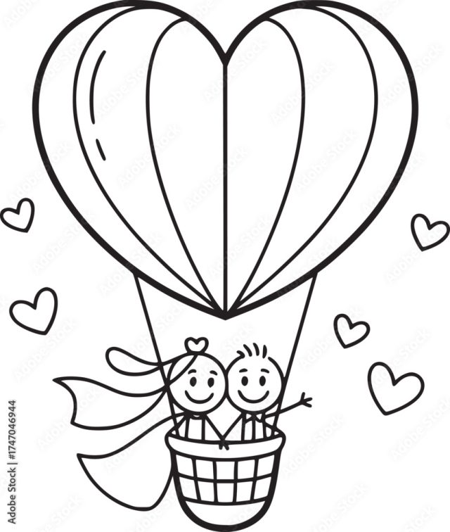Love's Flight Two Stick Figure Embrace Within A