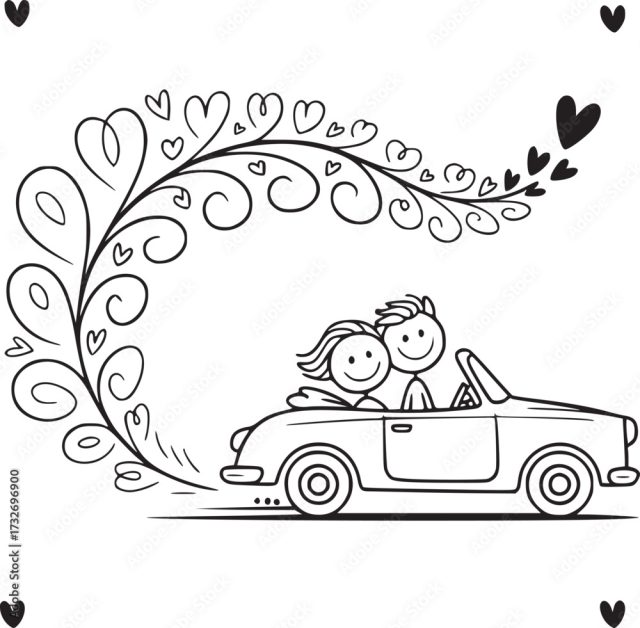 Love's Journey A Charming Illustration Captures A Couple
