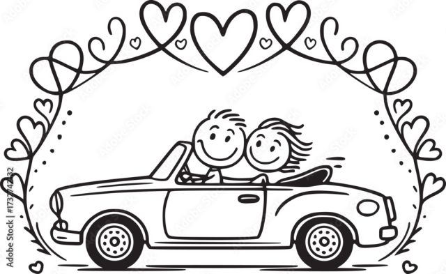 Love's Road Trip A Couple In A Convertible