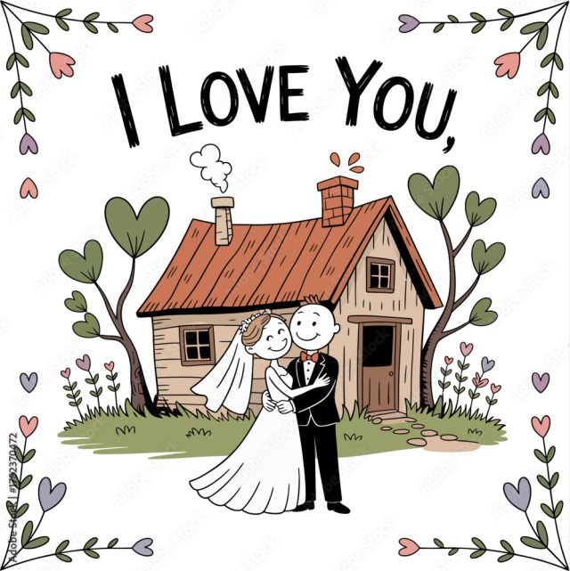 Romantic Home A Charming Illustration Portrays A Newly
