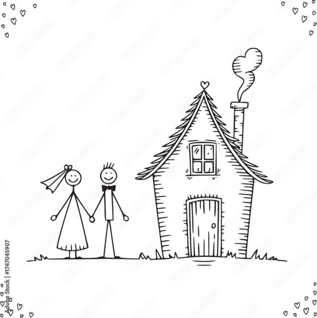 Dream Home Sketch Hand-Drawn Illustration Of A Stick