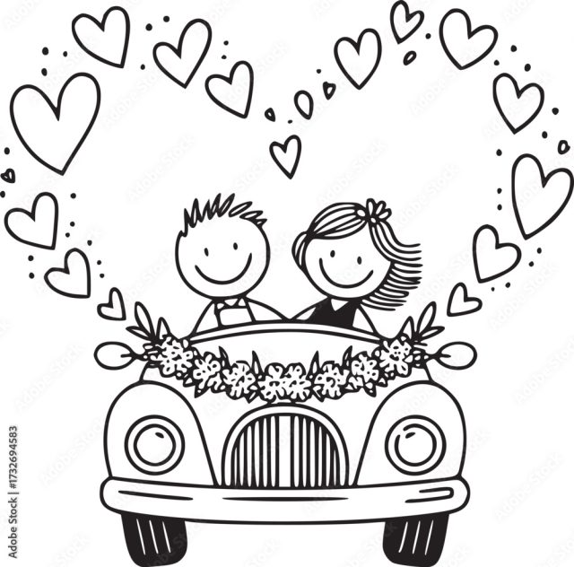 Sweethearts On Their Journey This Whimsical Illustration