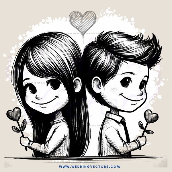 two friends with hearts above them
