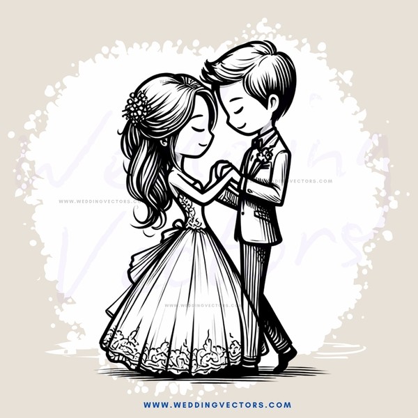 a wedding picture in black and white