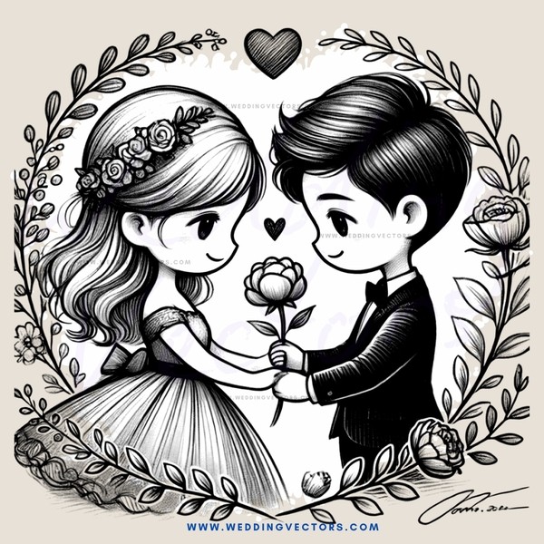 boy and girl holding hands with roses