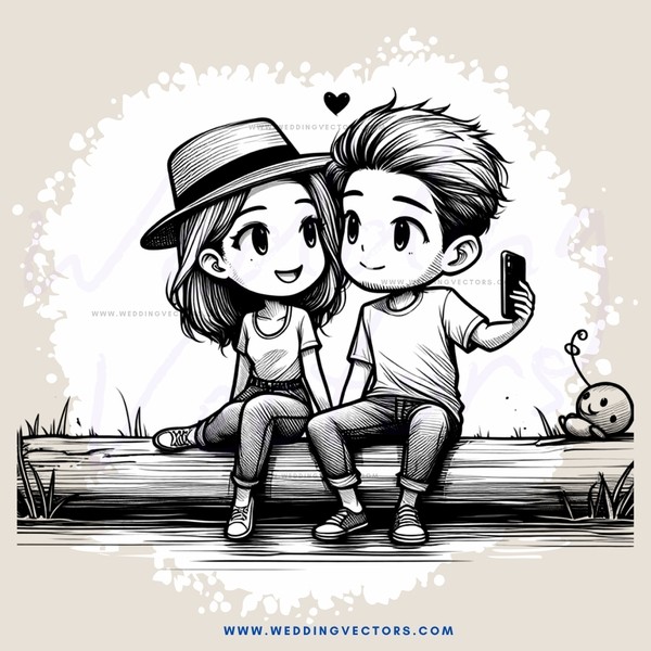a couple sitting on a log with a pumpkin next to them