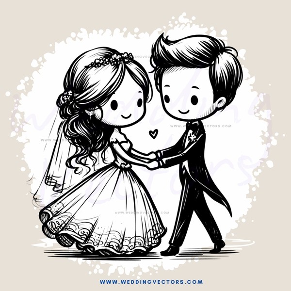 a bride and groom in black and white