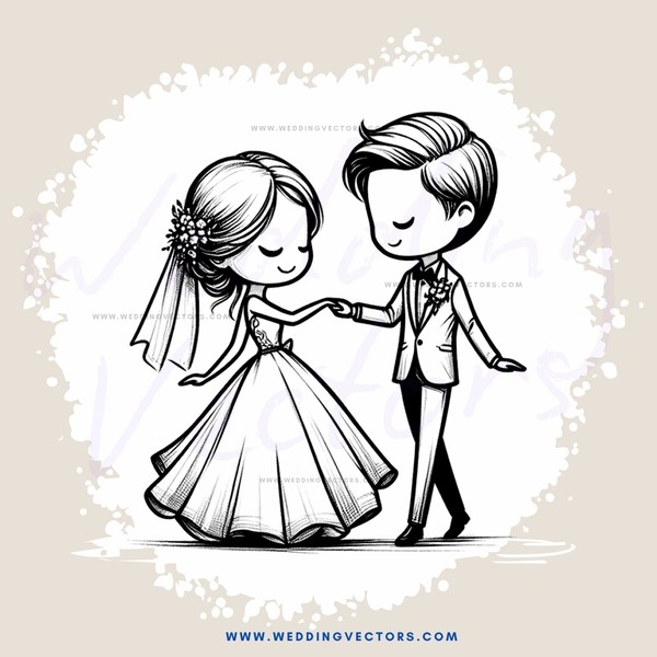 a bride and groom dance