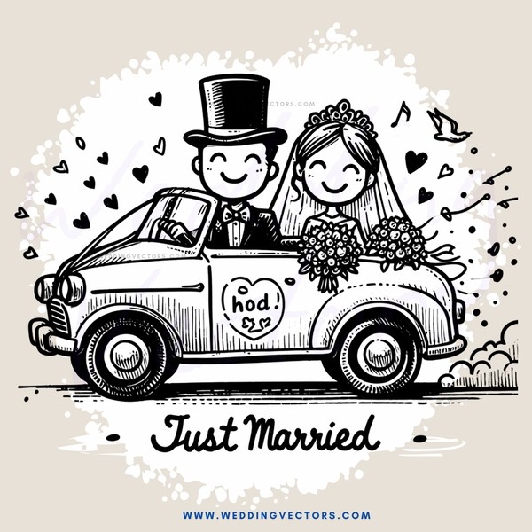 just married cartoon caricature clip art sign inspiration gift tags - get it now!
