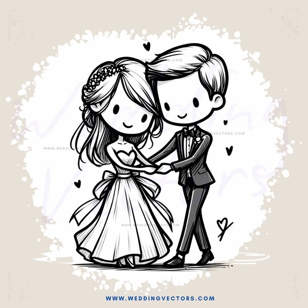 wedding couple with hearts drawn around their necks