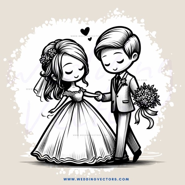 a bride and groom holding hands