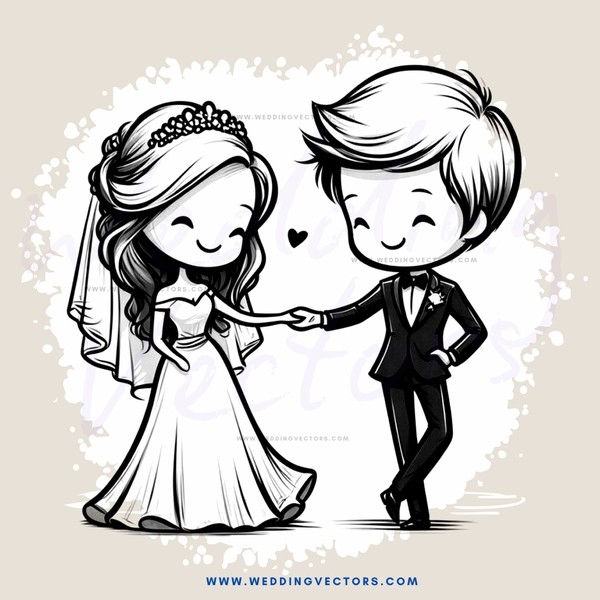 bride and groom cartoon