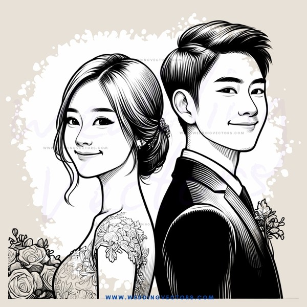 black and white portrait of couple