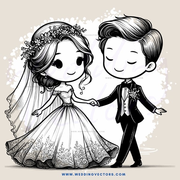 groom and bride with flowers on their heads