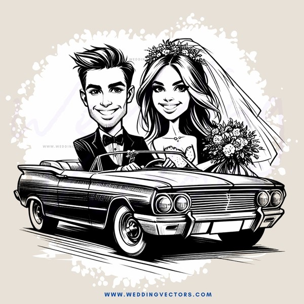 a couple's photo in a vintage car