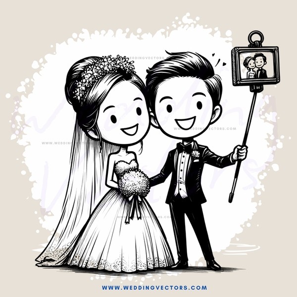 a new couple taking their wedding photo