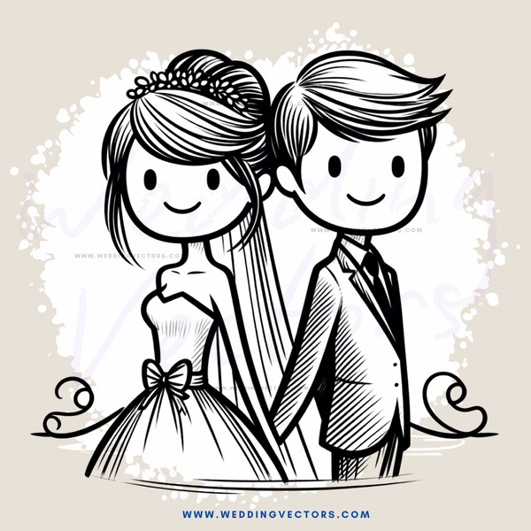 a bride and groom in black and white