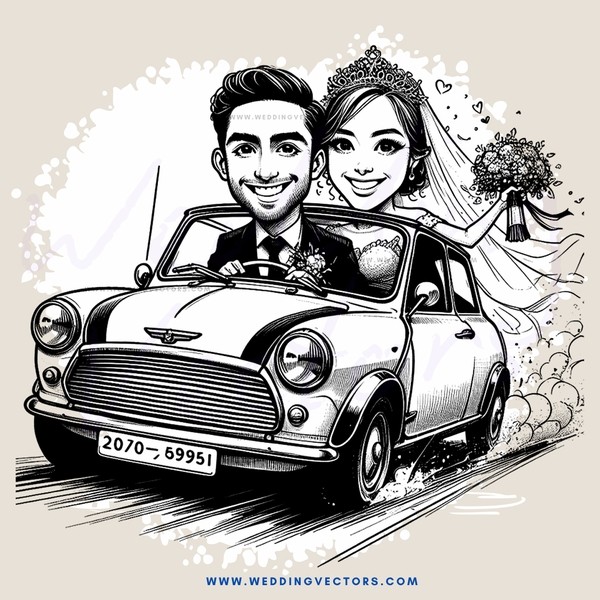 a caring man and lady riding in a mini cooper