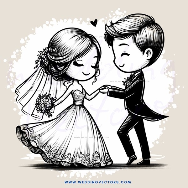 a bride and groom holding hands in front of a ring