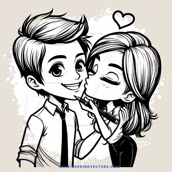 lovers kissing with hair clip
