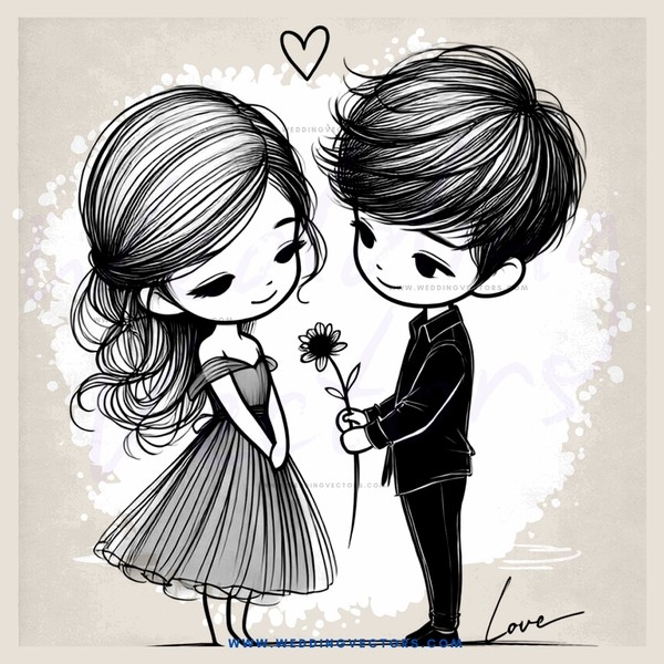 boy and girl holding flower