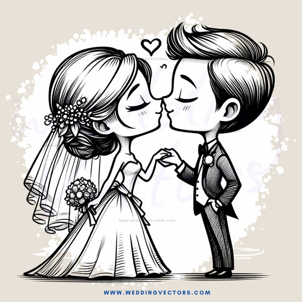 a bride and groom in black and white