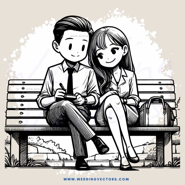 a boy and girl sitting on a bench with suitcases