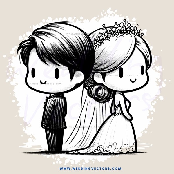 a wedding animation with cartoon style characters