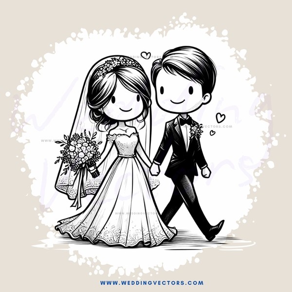 the newlyweds are walking away from each other