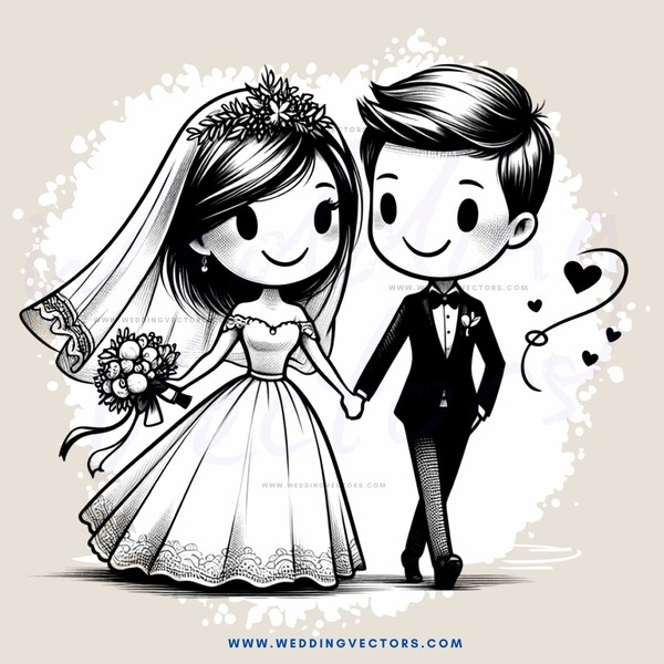 a bride and groom with their hands together