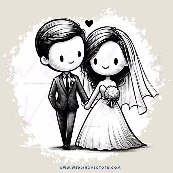 a bride and groom in black and white