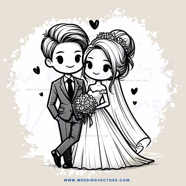 a bride and groom with flowers in their hands
