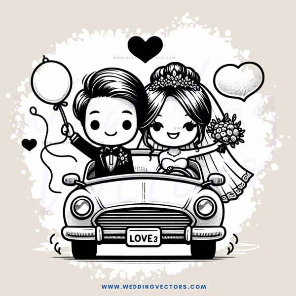 wedding carriage picture in black and white