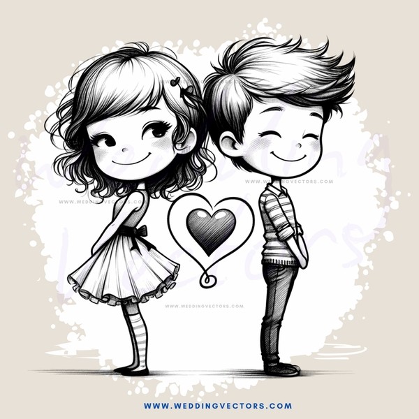 two children standing together with hearts