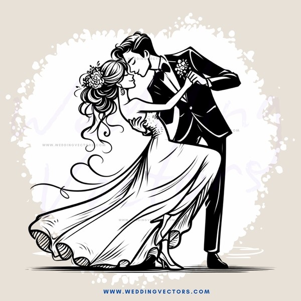 a wedding kissing scene in black and white