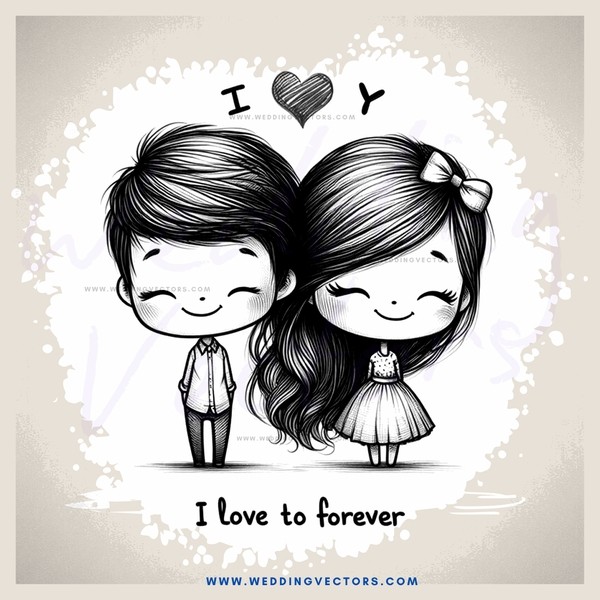 love to forever i heart you cartoon lettering and image paper