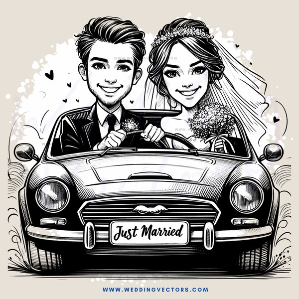 just married caricature