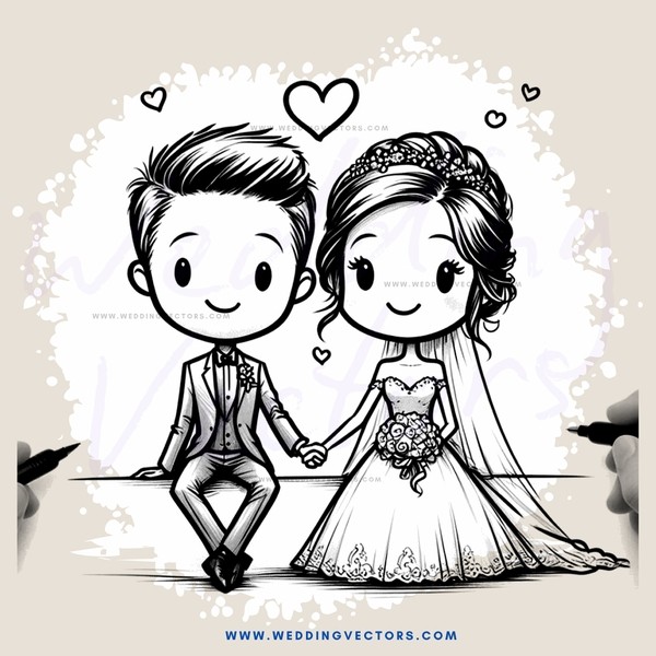 a black and white wedding illustration
