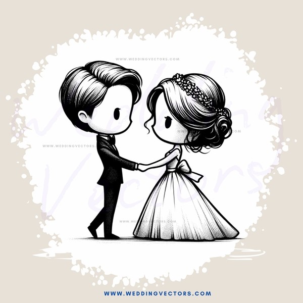 a wedding animation in black and white