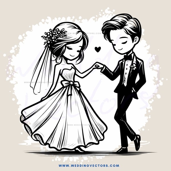 bride and groom holding hands