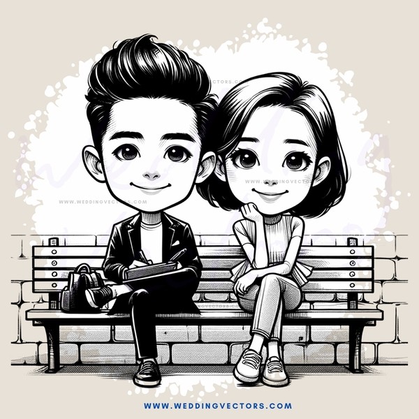 a boy and girl sitting on a bench